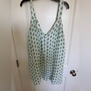 Green Leaf Print Sleeveless Top